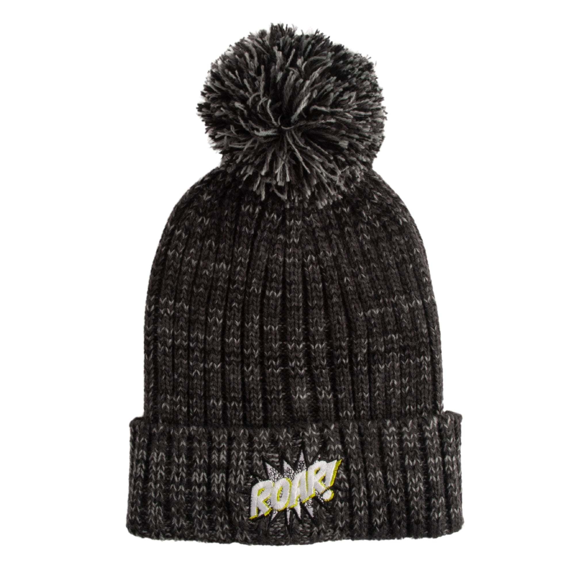 K Mini Winter Beanie - CHARCOAL ROAR POM POM